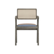 Nishadana: Mango Wood Dining Chair with Recycled Fabric Seating and Cane Backrest