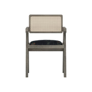 Nishadana: Mango Wood Dining Chair with Recycled Fabric Seating and Cane Backrest