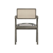 Nishadana: Mango Wood Dining Chair with Recycled Fabric Seating and Cane Backrest