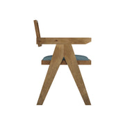 Nishadana: Mango Wood Dining Chair with Recycled Fabric Seating and Cane Backrest