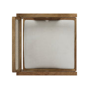 Nishadana: Mango Wood Dining Chair with Recycled Fabric Seating and Cane Backrest