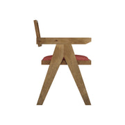Nishadana: Mango Wood Dining Chair with Recycled Fabric Seating and Cane Backrest