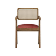 Nishadana: Mango Wood Dining Chair with Recycled Fabric Seating and Cane Backrest