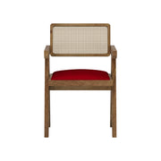 Nishadana: Mango Wood Dining Chair with Recycled Fabric Seating and Cane Backrest