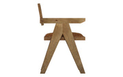 Nishadana: Mango Wood Dining Chair with Recycled Fabric Seating and Cane Backrest