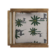 Nishadana: Mango Wood Dining Chair with Recycled Fabric Seating and Cane Backrest