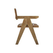 Nishadana: Mango Wood Dining Chair with Recycled Fabric Seating and Cane Backrest