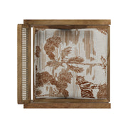 Nishadana: Mango Wood Dining Chair with Recycled Fabric Seating and Cane Backrest