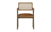 Nishadana: Mango Wood Dining Chair with Recycled Fabric Seating and Cane Backrest