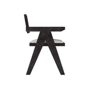 Nishadana: Mango Wood Dining Chair with Recycled Fabric Seating and Cane Backrest