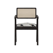 Nishadana: Mango Wood Dining Chair with Recycled Fabric Seating and Cane Backrest