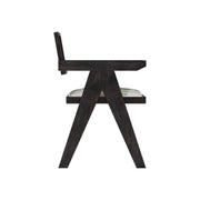 Nishadana: Mango Wood Dining Chair with Recycled Fabric Seating and Cane Backrest