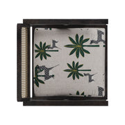 Nishadana: Mango Wood Dining Chair with Recycled Fabric Seating and Cane Backrest