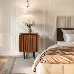 Rekha Slatted Mango Wood Bedside Table