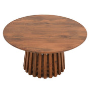 Rekha Slatted Mango Wood Round Coffee Table 80 cm