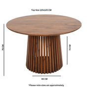 Rekha Slatted Mango Wood Round Dining Table (4–6 seater)