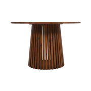 Rekha Slatted Mango Wood Round Dining Table (4–6 seater)