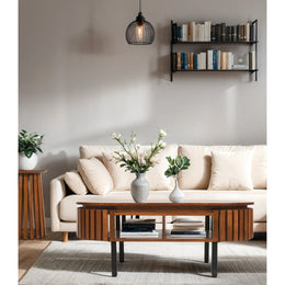 Rekha Slatted Mango Wood Rectangular Coffee Table