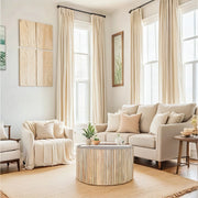 Rooh Carved Mango Wood Round Coffee Table