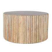 Rooh Carved Mango Wood Round Coffee Table