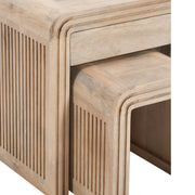 Rooh Carved Mango Wood Nest of 2 Tables with Drawer